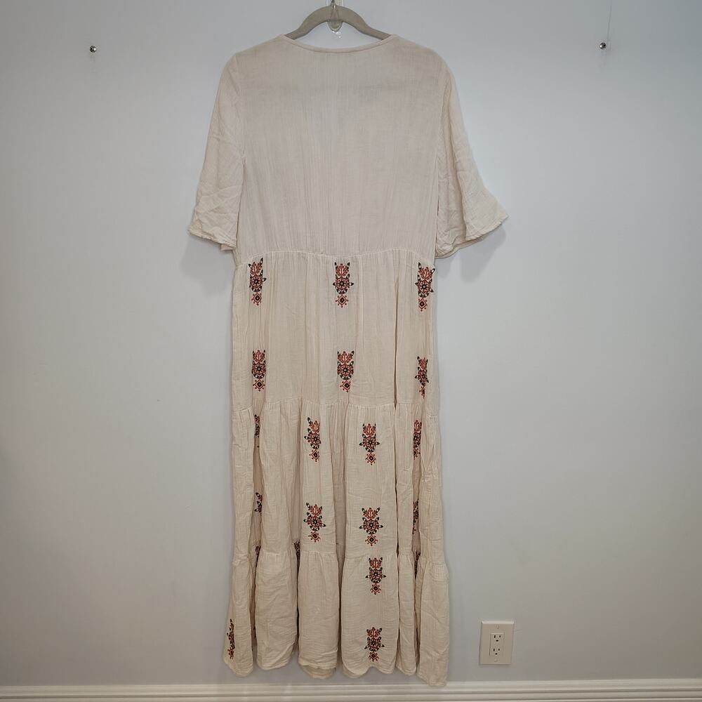 Soft Surroundings Womens Medium Dress Maxi Floral Boho Embroidered Cotton - Picture 3 of 9